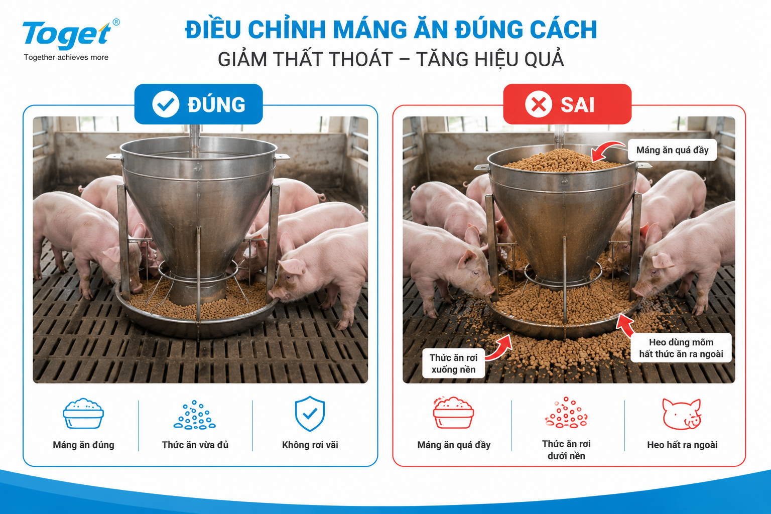 Điều chỉnh máng ăn đúng cách