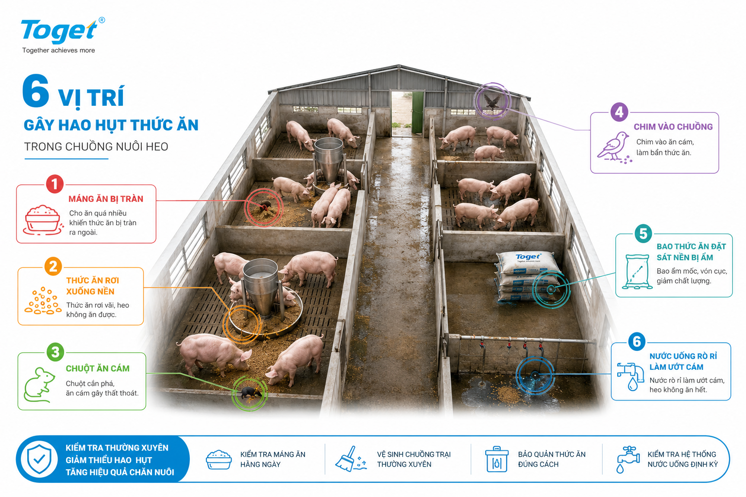 6 vị trí dẫn đến hao hụt thức ăn