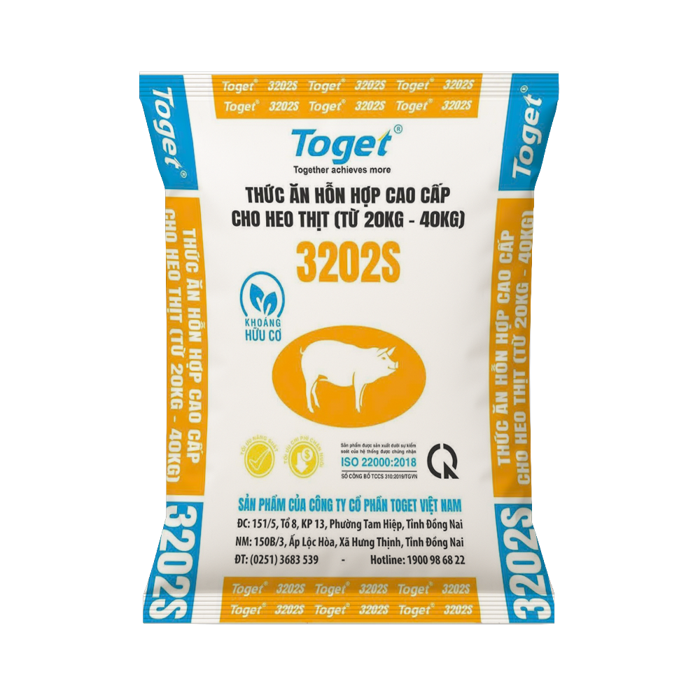 Toget 3202S | Thức Ăn Hỗn Hợp Cao Cấp Cho Heo Thịt (từ 20kg đến 40kg)