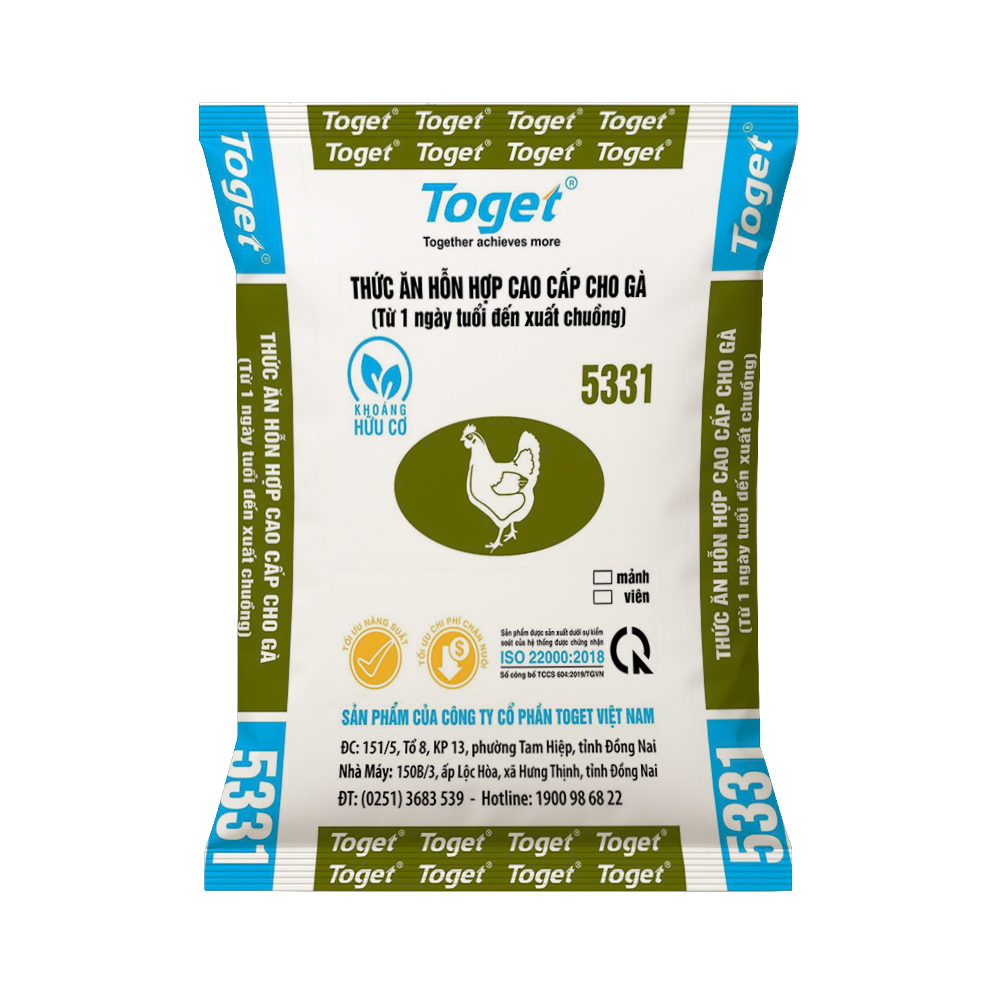 Toget 5331 | Thức Ăn Hỗn Hợp Cho Gà Thịt (giai đoạn từ 1 ngày tuổi đến xuất chuồng)