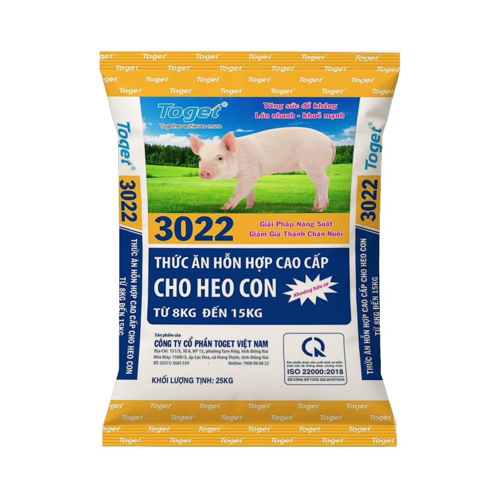 Toget 3022 | Thức Ăn Hỗn Hợp Cho Heo Con (từ 08kg đến 15kg)