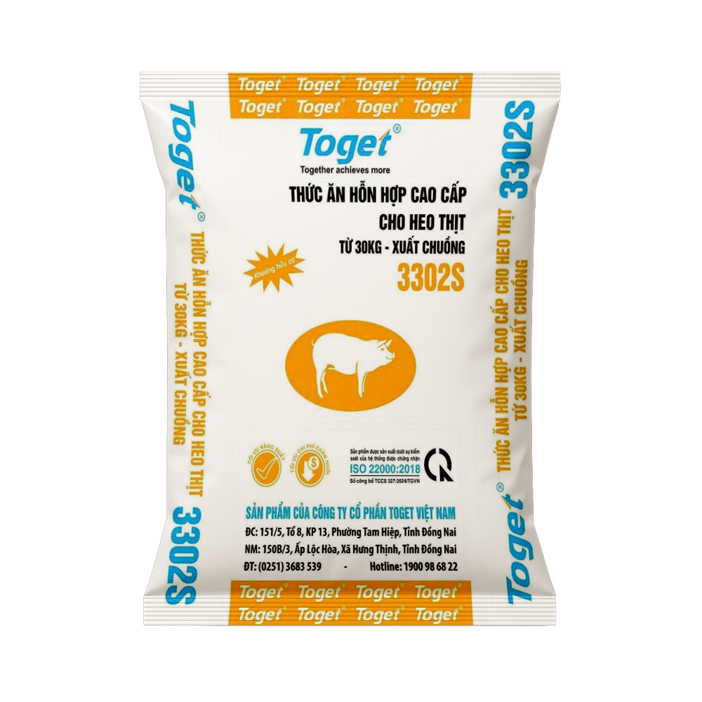 Toget 3302S | Thức Ăn Hỗn Hợp Cao Cấp Cho Heo Thịt (từ 30kg đếm xuất chuồng)