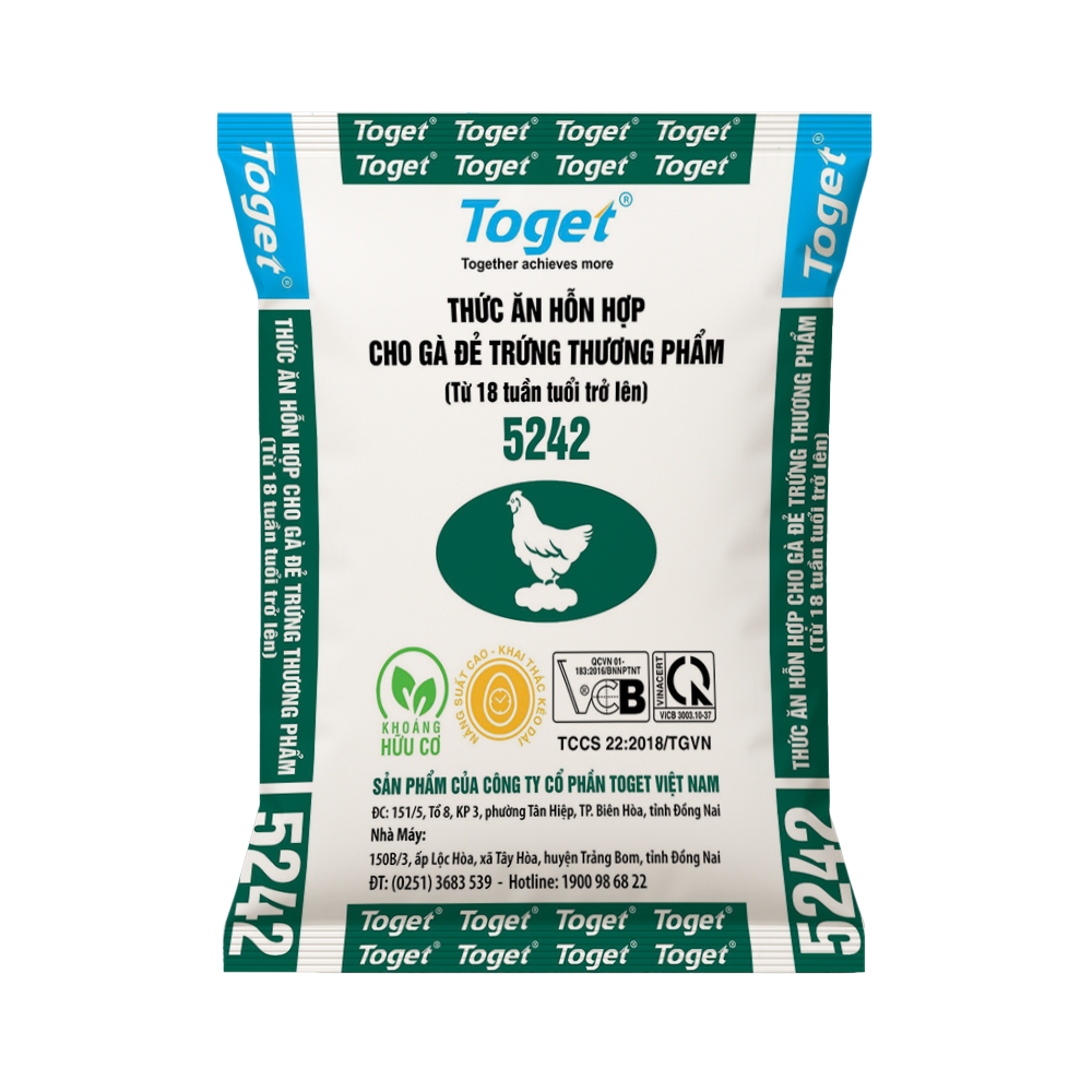 Toget 5242 | Thức Ăn Hỗn Hợp Cho Gà Đẻ Trứng Thương Phẩm (từ 18 tuần tuổi trở lên)