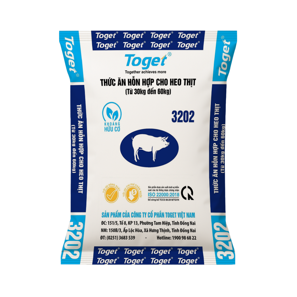 Toget 3202 | Thức Ăn Hỗn Hợp Cho Heo Thịt (từ 30kg đến 60kg)