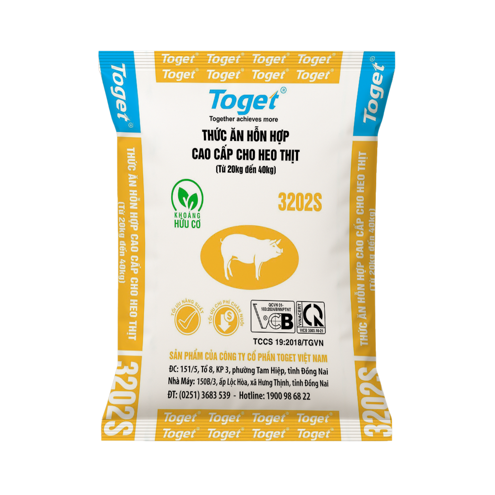 Toget 3202S | Thức Ăn Hỗn Hợp Cao Cấp Cho Heo Thịt (từ 20kg đến 40kg)