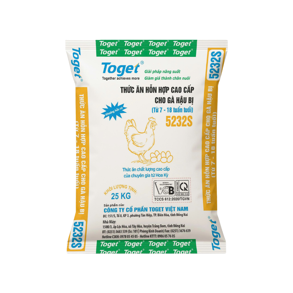 Toget 5232S | Thức Ăn Hỗn Hợp Cao Cấp Cho Gà Hậu Bị (Từ 7 đến 18 tuần tuổi)